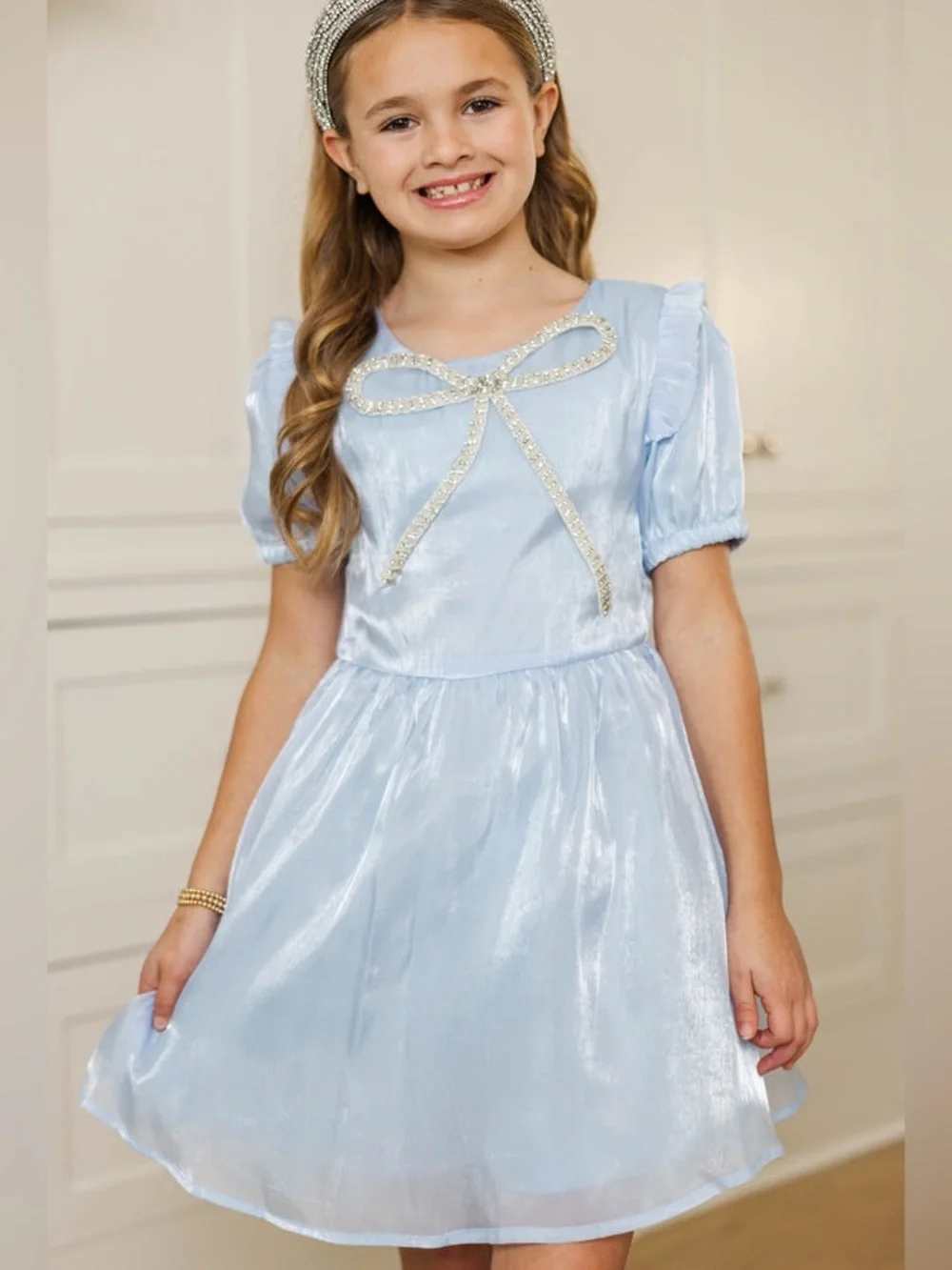 Shop the Mint The Eloise Bow Light Blue Embellished Dress 12/14